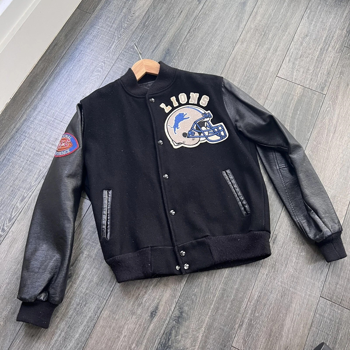 Detroit Lions Vintage Varsity Jacket Leather Wool Beverly Hills Cop Locker Line