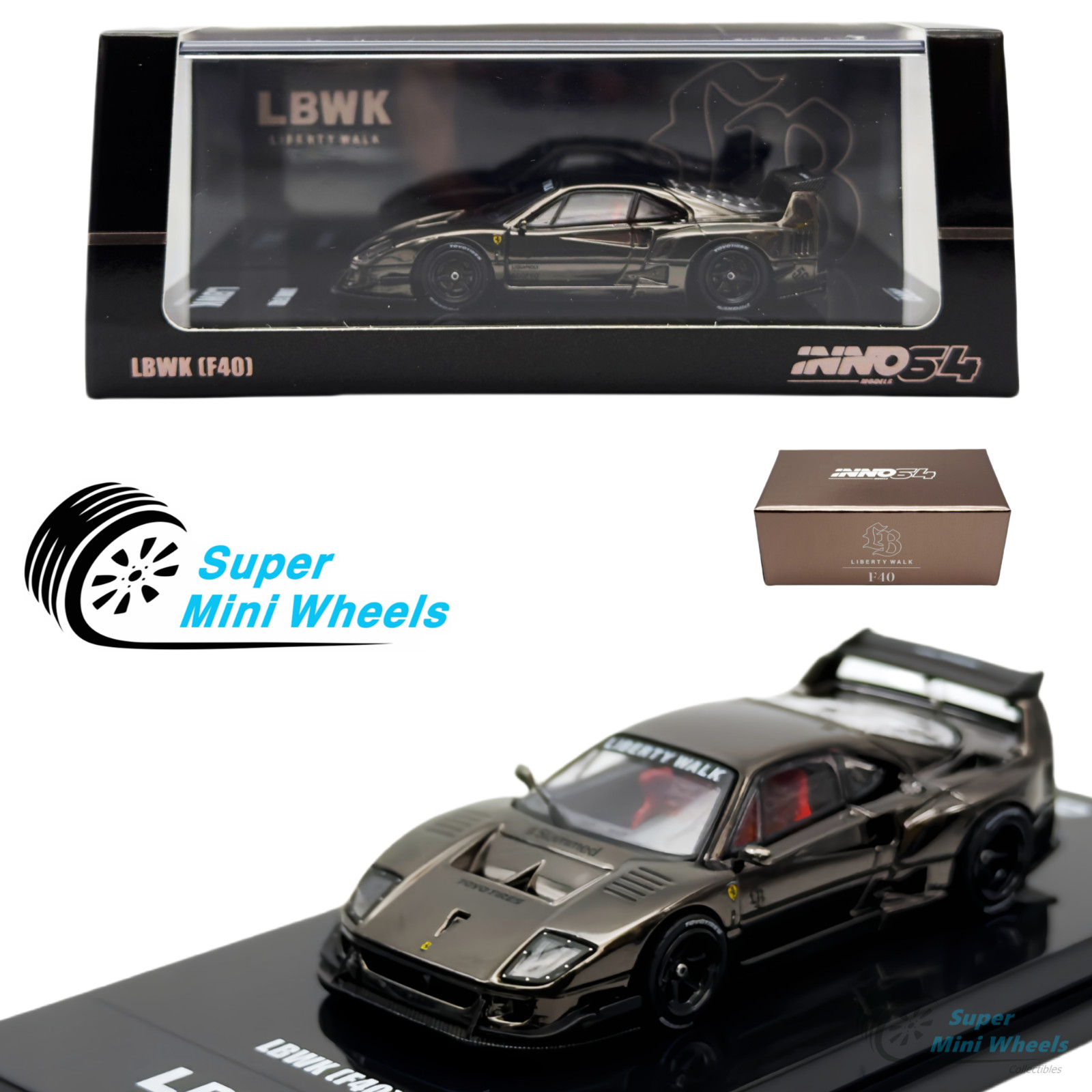 INNO64 1:64 LBWK F40 Chrome Black
