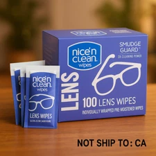 100 Pre-Moistened Lens Cleaning Wipes | Non-Scratch, Streak-Free for Glasses &