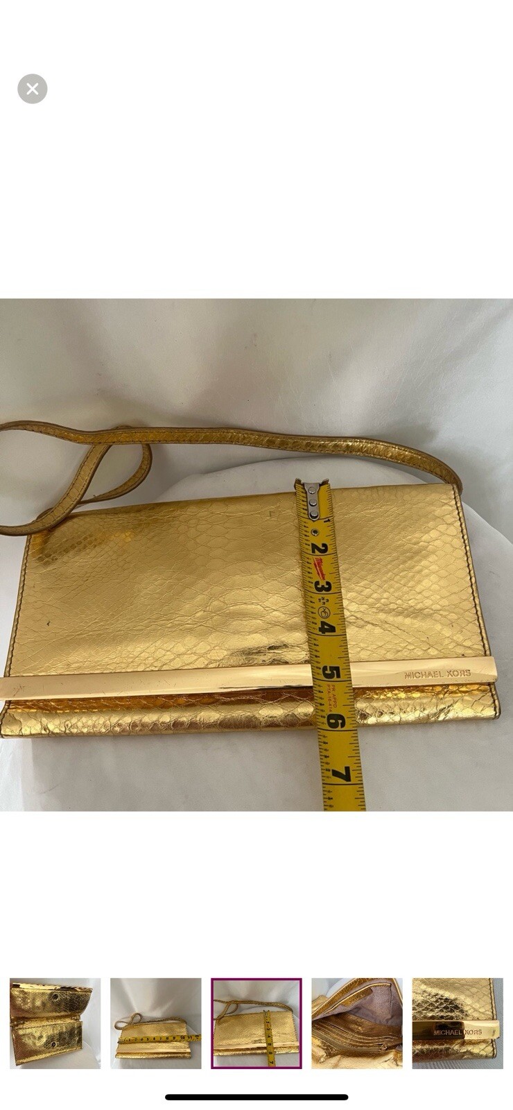 Michael Kors Metallic Gold Python Effect LeatherL… - image 7