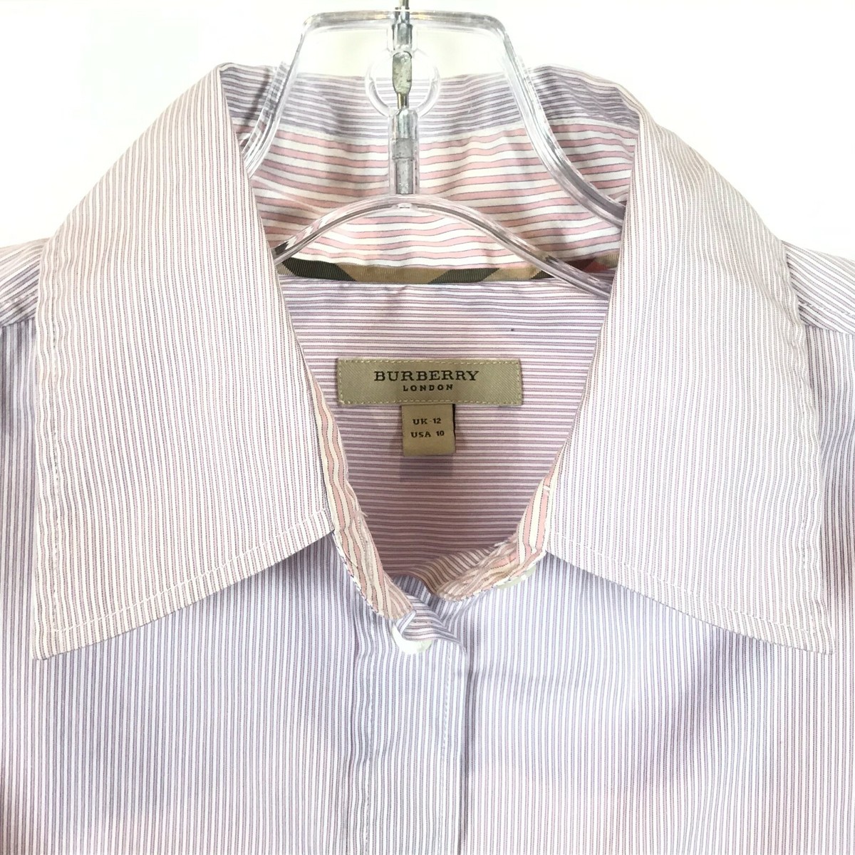 Womens Size 10 Burberry London Pinstripe French Cuff Oxford Shirt