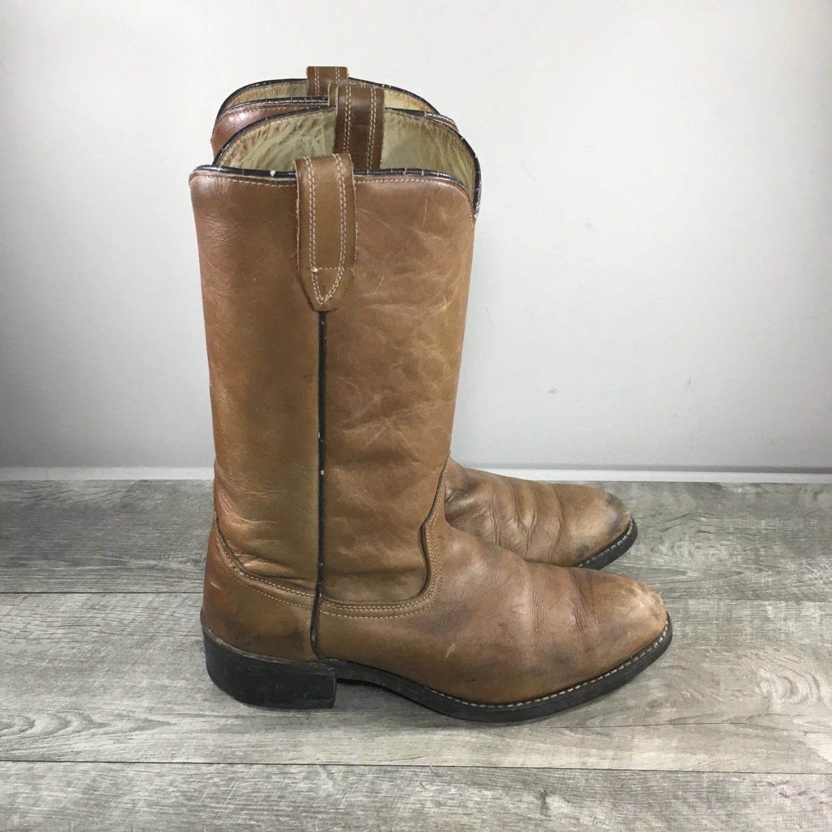 Vintage 1970s ACME Square Toe Roper Cowboy Boots Mens Size 7.5D USA Acme Boots Original Vintage Shoes for Men for sale | eBay main image 4
