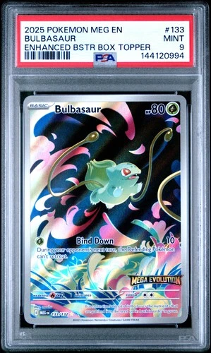 2025 POKEMON MEG EN-MEGA EVOLUTION ENHANCED BOOSTER BOX TOPPER BULBASAUR PSA 9