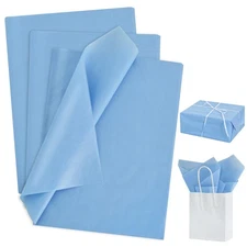 Bulk Tissue Paper 100 Sheetsfor Gift Bags ,  14x20  Inch, Gift Wrapping Blue
