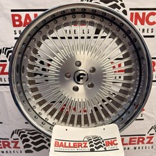 22x910 Staggered Forgiato Cablata Brushed Silver Chrome Lip Wheels Only 5 Lug