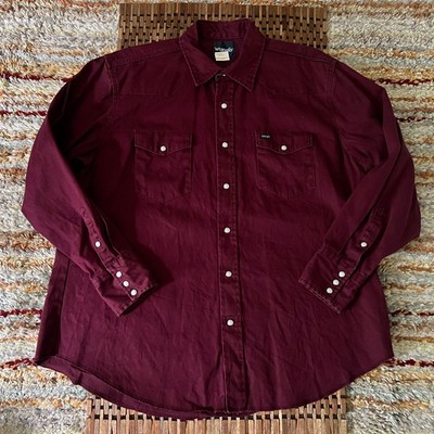 Wrangler Brushpopper Pearl Snap Western Button Down Work Shirt XXL 2XL