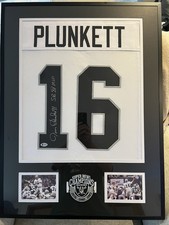 1980 Tribute Jim Plunkett Autographed Signed 33x25 Framed Jersey Raiders Beckett