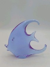 Purple Art Glass Angel Fish Figurine Paperweight