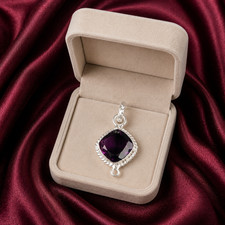 African Amethyst Gemstone 925 Sterling Silver Pendent 1.30" Anniversary Gift
