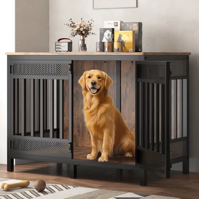 47in Wooden Dog Crate Furniture Style Cage Heavy Duty Indoor Kennel for Big Dog