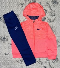Little Girls Nike Bright Coral Zip Hoodie  Purple Joggers Set Sz/ 4