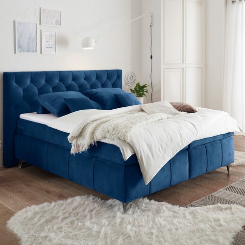 Boxspringbett - mondscheinblau - Tonnentaschenfederkern - H2 - 180x200 cm - Bild 6 von 7