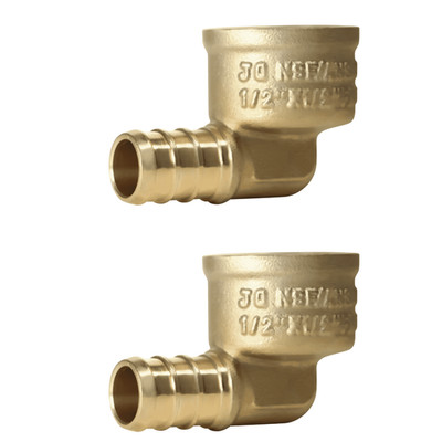 2 Pack XFITTING 1/2'' Pex B x 1/2'' Female NPT Elbow, Lead Free Brass