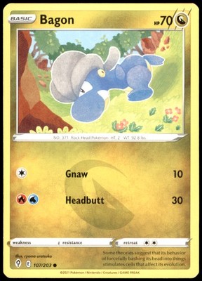 Bagon 107/203 SWSH07: Evolving Skies Common Regular NM Pokemon TCG