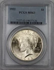 1922-P Peace Silver Dollar PCGS MS63  #0249