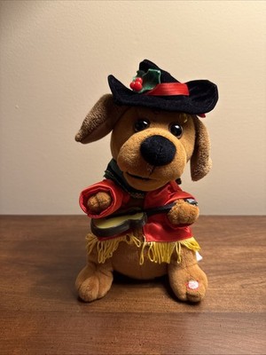 Gemmy Christmas Cowdog With Guitar Singing Deck The Halls