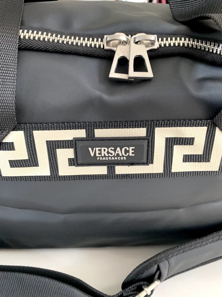 Versace Fragrances Black Duffle with Silver Tone Zipper Travel Overnight Bag New - Image 2 of 4