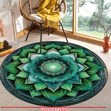 100cm*100cm1pc Vibrant Floral Round Area Mat - Non-Slip, Machine Washable Polyes