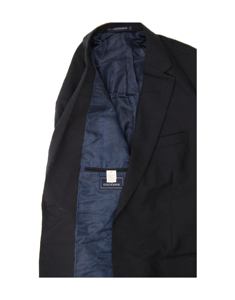 DOCKERS Mens 2 Button Blazer Jacket UK 44 2XL Navy Blue Polyester AW01 - Image 3 of 4