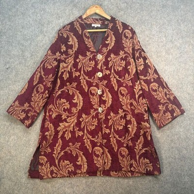 Sahara Jacke Damen Größe UK M Blumen Gobelin Baumwollmischung Knopf Vintage Selten