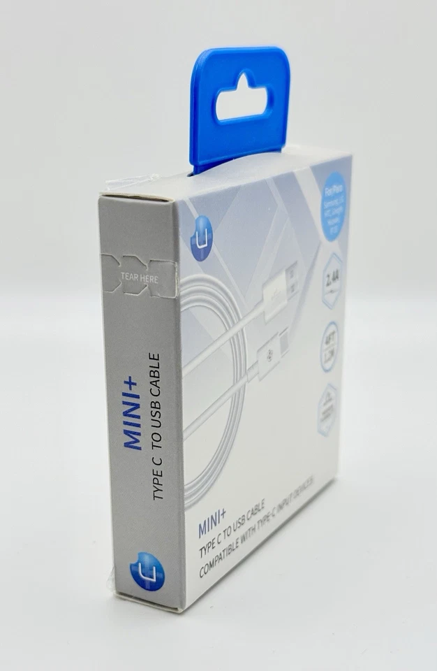 2 Mini+ Type C USB Cable Compatible With Type c Input Devices - 4ft - 2.4Amp - Image 2 of 3