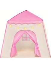 Pink Princess Tent for Girls with LED Star Lights Large Playhouse Kids Castle