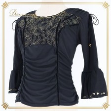 Chacott Ballroom Dance Costume Top M Velor Gold Elegant Recital Performance