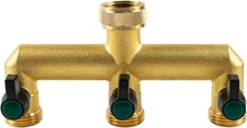 Brass  3 Way Hose Splitter, Heavy Duty, Individual Ball Valves