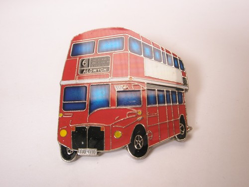 #6 Aldwych AEC Routemaster London UK Red Double Decker Bus Vintage Lapel Pin a80