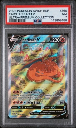 2022 POKEMON SWSH BLACK STAR PROMO #260 FULL ART/CHARIZARD V PSA 7
