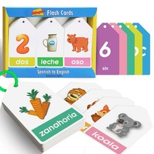 Bilingual Spanish English Flash Cards for Kids 5 Themes Alphabet Color Medium