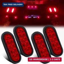 Partswcgg 4Pcs 6 Inch Oval LED Trailer Tail Lights 10 Diodes, Red Trailer Truck