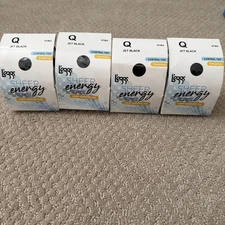 4 pair  L'eggs Control Top Sheer Energy JET BLACK Light Support Tight Size Q