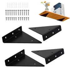 4 Pack 4"x3" Floating Shelf Brackets Space Saving Triangle Hidden Shelf Brackets