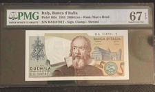 1983 Italy Banca d Italia 2000 Lire Pick#103c PMG 67 EPQ Superb Gem UNC