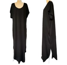Womens Black Plus Sze 3XL Mxi Dress Kaftan Lounge Wear Soft Stretchy Relaxed Fit