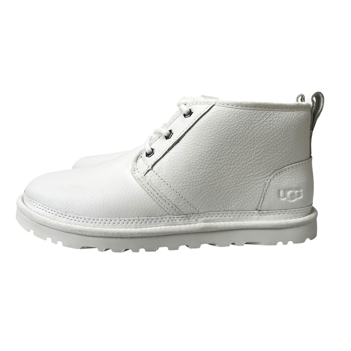 UGG Neumel Leather Chukka Boots Men\'s 10 White Black Wool Lined Size 10 - UGG Neumel White Black Leather Wool Sockliner  main image 2