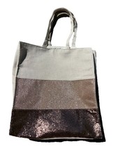 Clarins Canvas Tote Bag Rose Gold Glitter Metallic Striped Shopper Promo