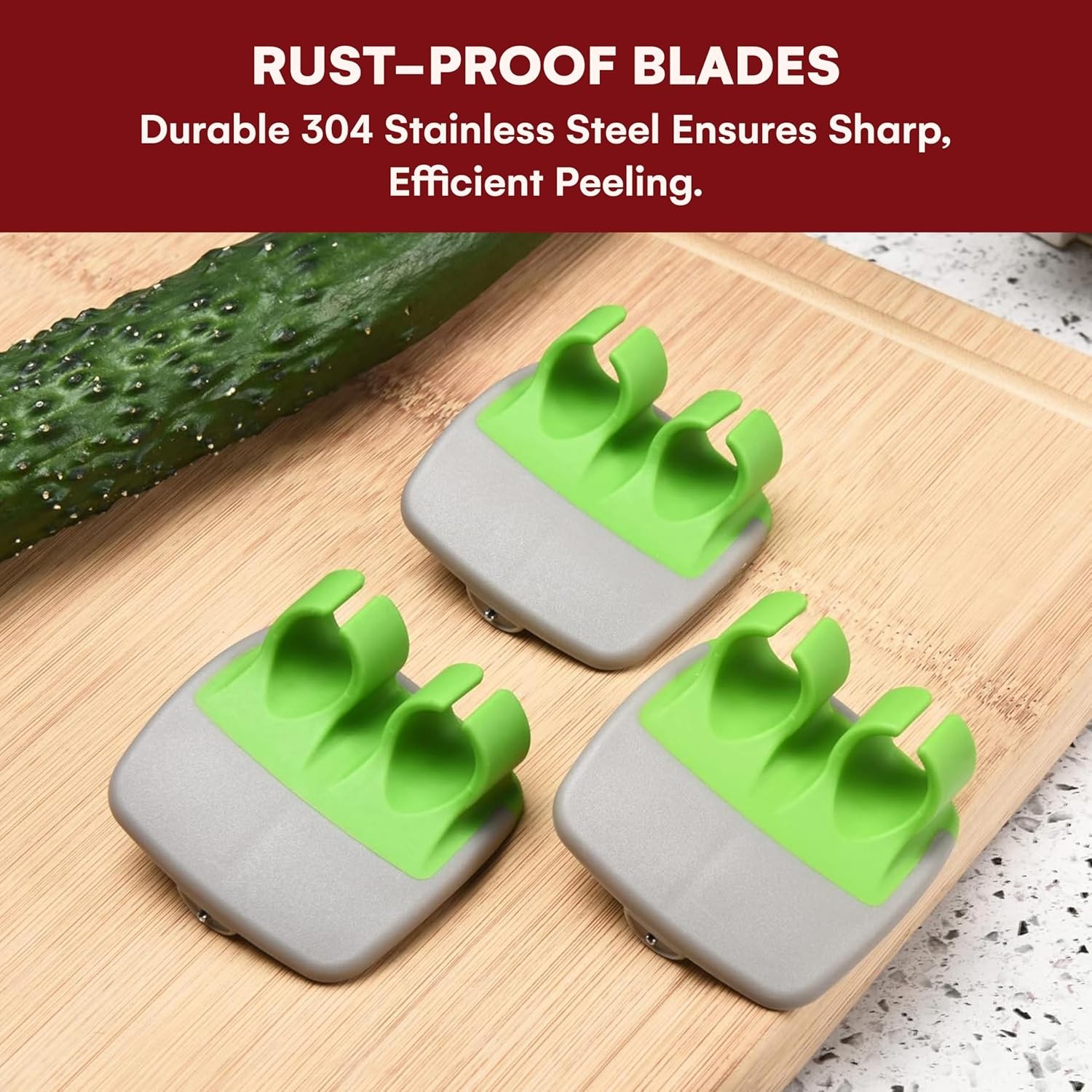 Fruit and vegetable peeler - Three-piece finger and palm peeler set, green