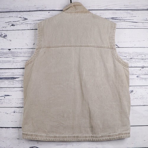 Woolrich Work Wear Gilet Mens L Beige Fleece Lined Jacket Full Zip - Picture 8 of 19