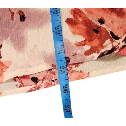 Juicy Couture Shirt Womans Sz XL Pink Floral V-neck Cold Shoulder Chiffon - Picture 8 of 9