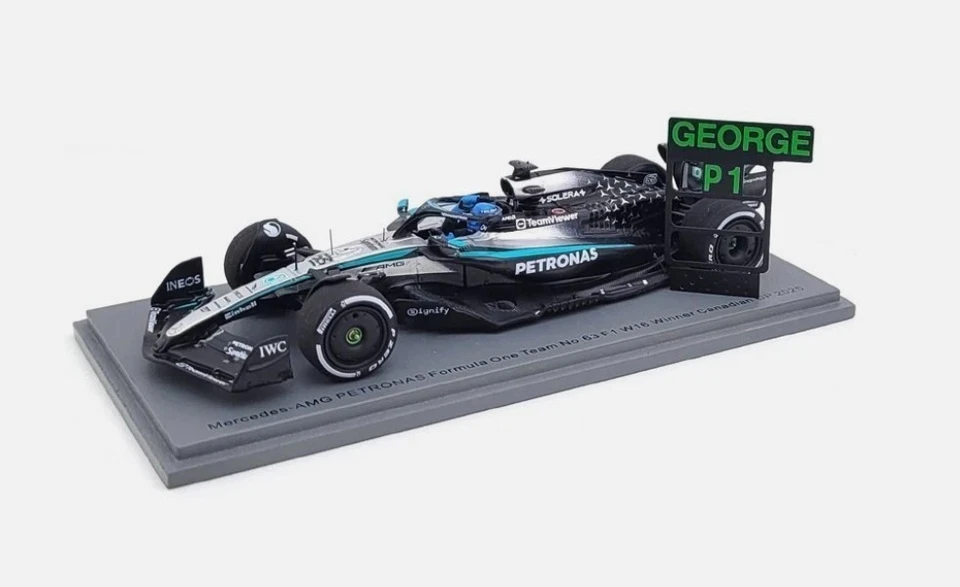 Spark S9616 Mercedes F1 W16 George Russell Winner Canadian GP 2025 Pitboard 1 43