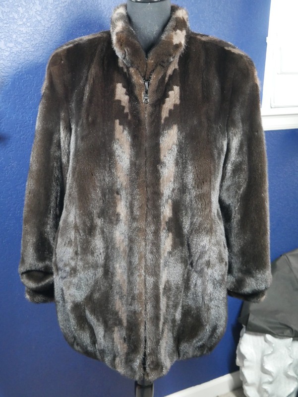 Stunning Black & Blue Iris Gray Mink Fur Coat Jacket Unisex Men or Women