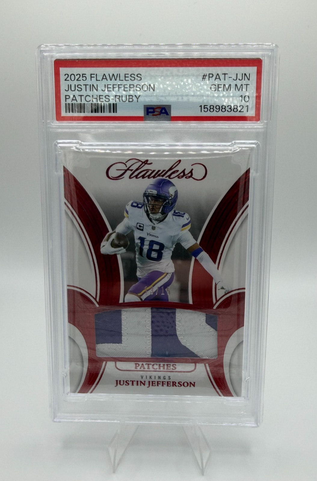 2025 Flawless Justin Jefferson Patches-Ruby Two Color Patch /15 PSA 10 POP 1 !