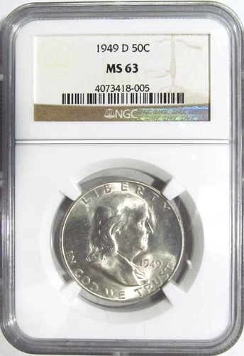 1949-D FRANKLIN Silver Half Dollar NGC MS 63