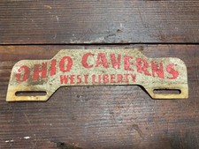 Vintage Original Ohio Caverns West Liberty Ohio Metal License Plate Topper. Vintage Original Ohio Caverns West Liberty Ohio Metal License Plate Topper.