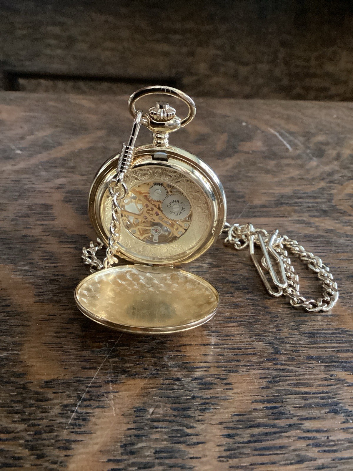 Stauer Mechanical Skeleton Pocket Watch Gold Tone… - image 8