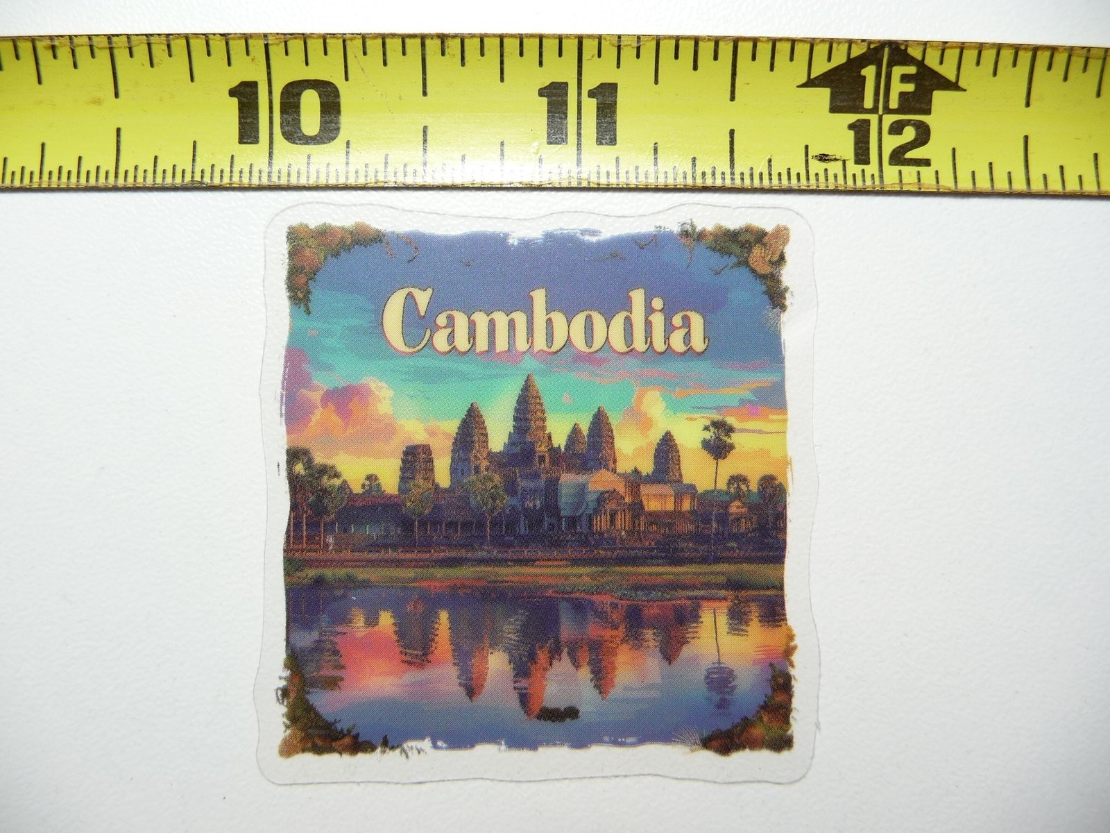 Colorful Angkor Wat Cambodia Travel Sticker Decal for Vacation Souvenirs