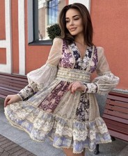 Zimmermann Celestial Lace Panelled Dress Size 1 / AU 10/ US 6 Linen Silk Mini