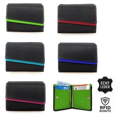 Jockey Club Mini Geldbörse Rindleder bicolor weich Lederbörse mit Münzfach